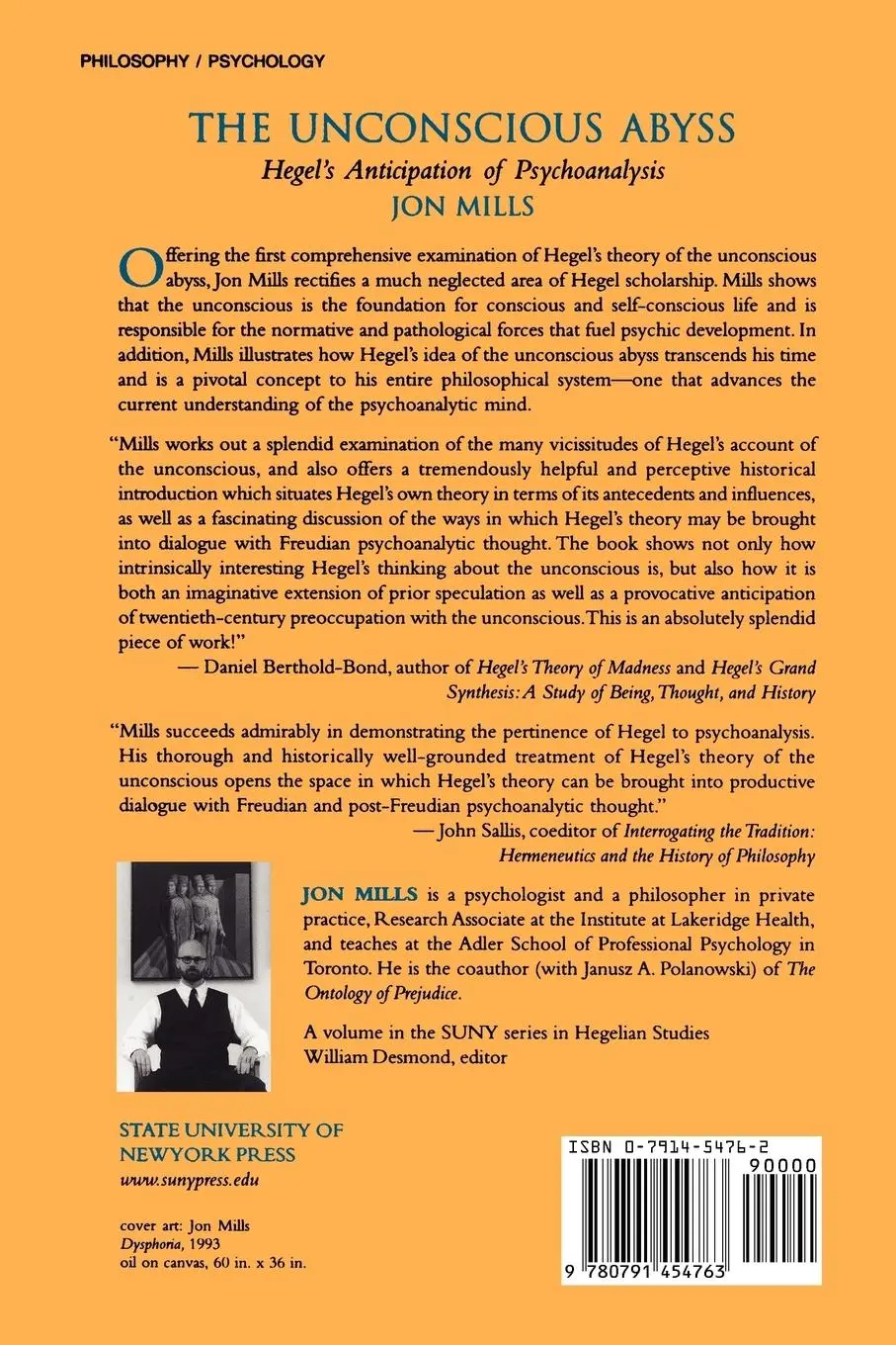 Rückseite: 9780791454763 | The Unconscious Abyss | Hegel's Anticipation of Psychoanalysis | Mills