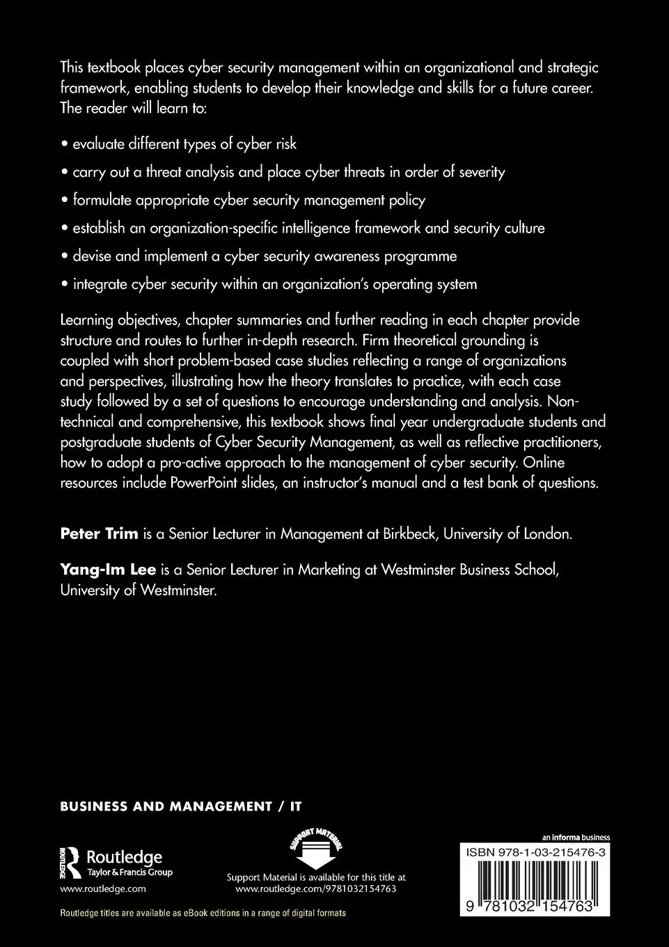 Rückseite: 9781032154763 | Strategic Cyber Security Management | Peter Trim (u. a.) | Taschenbuch