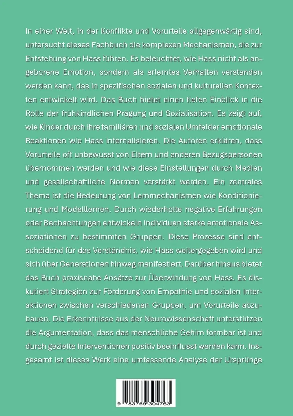 Rückseite: 9783769304763 | Der Ursprung des Hasses | Andreas Schnaderbeck | Taschenbuch | 308 S.