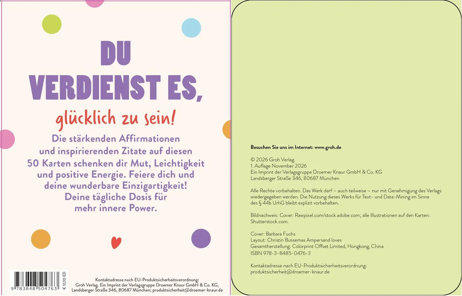 Rückseite: 9783848504763 | Affirmationskarten: Lebe leicht und wunderbar | Groh Verlag | Buch