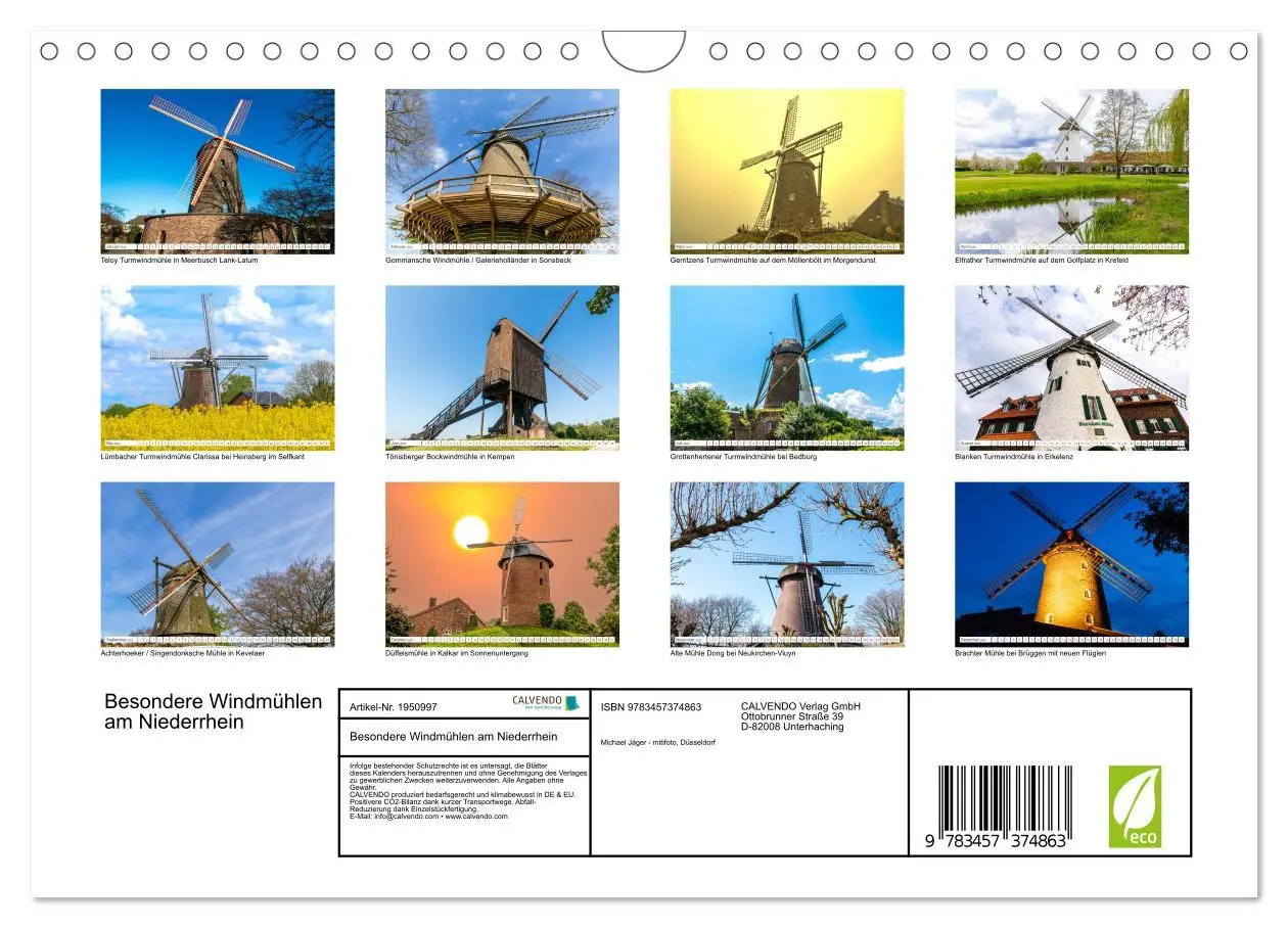 Bild: 9783457374863 | Besondere Windmühlen am Niederrhein (Wandkalender 2026 DIN A4...
