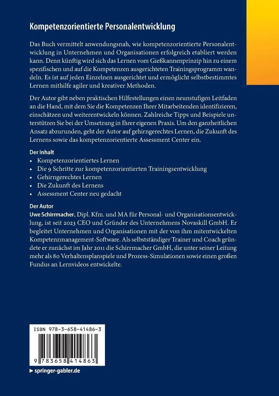 Rückseite: 9783658414863 | Kompetenzorientierte Personalentwicklung | Uwe Schirrmacher | Buch