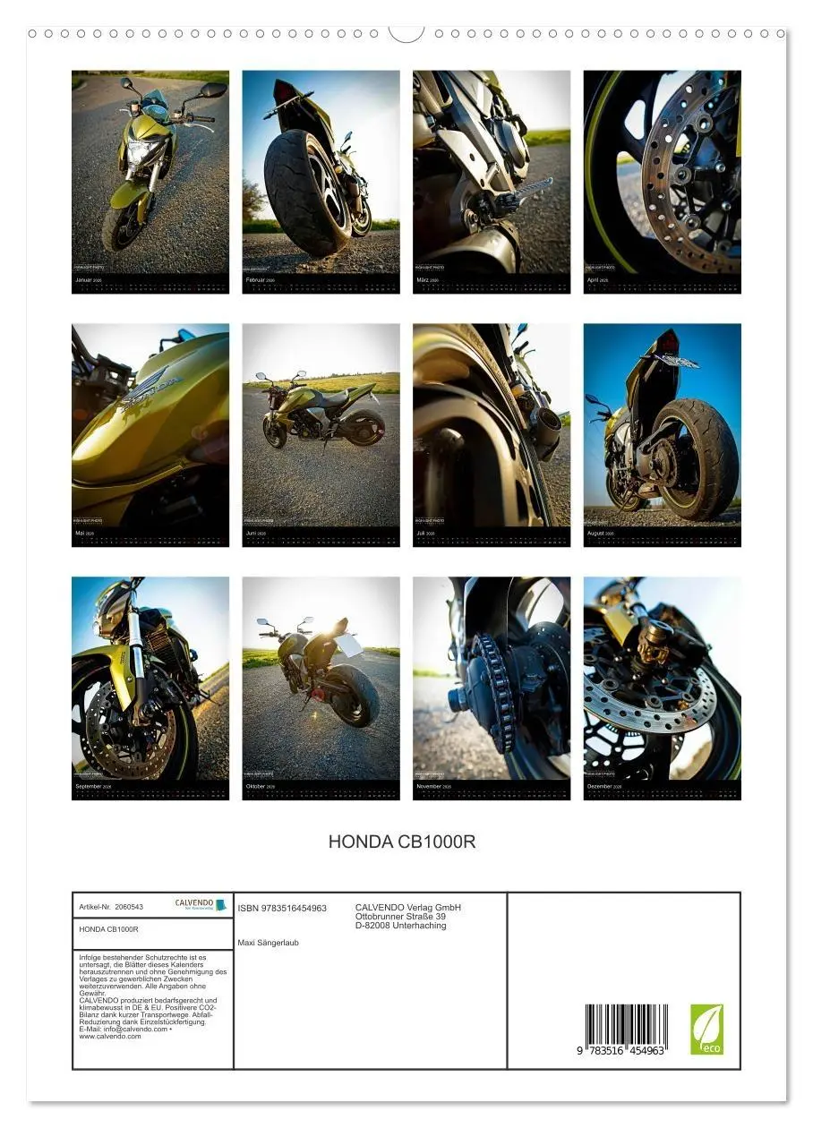 Bild: 9783516454963 | HONDA CB1000R (hochwertiger Premium Wandkalender 2026 DIN A2 hoch),...