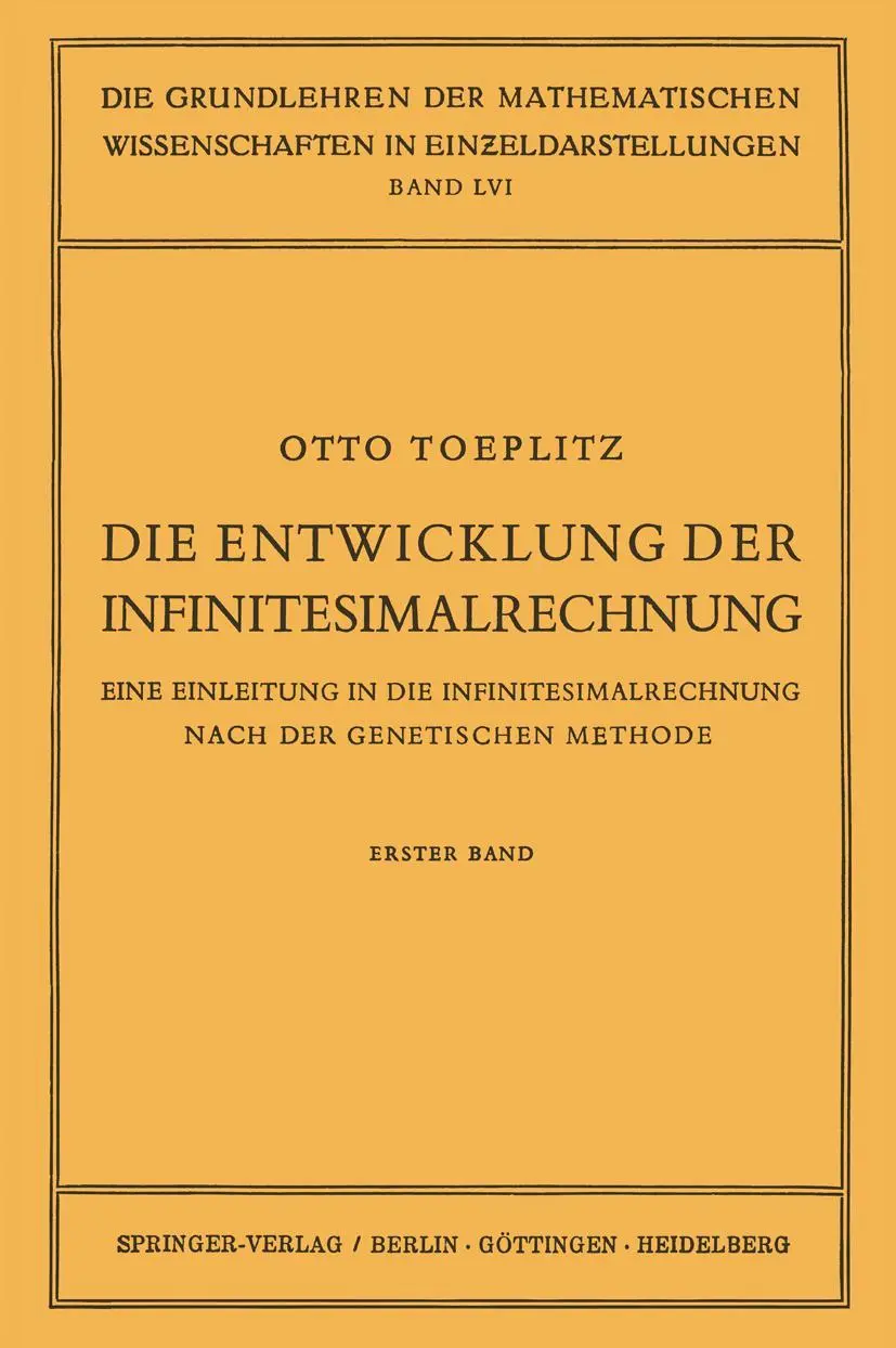 Cover: 9783642494963 | Die Entwicklung der Infinitesimalrechnung | Otto Toeplitz | Buch