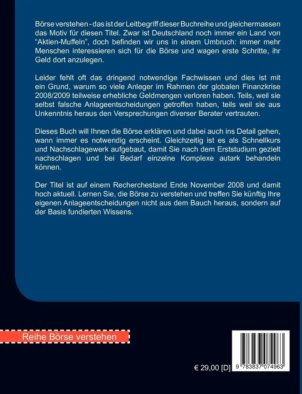 Rückseite: 9783837074963 | Börse verstehen: Schnellkurs Börsenhandel | Dirk Glebe | Taschenbuch