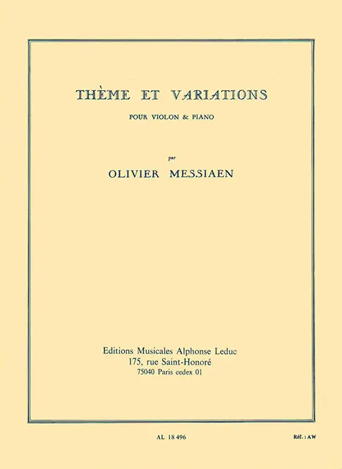 Cover: 9790046184963 | Theme et Variations | Olivier Messiaen | Buch | Alphonse Leduc