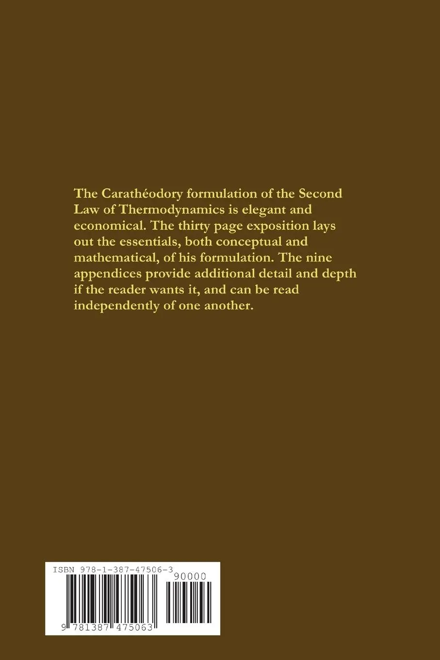 Rückseite: 9781387475063 | Carathéodory and the Second Law | James Togeas | Taschenbuch | 2017