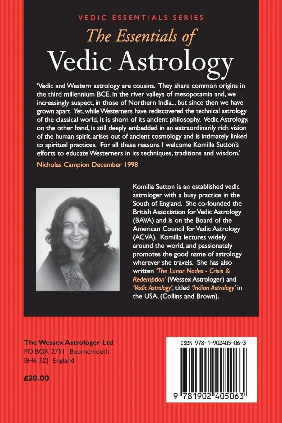 Rückseite: 9781902405063 | The Essentials of Vedic Astrology | Komilla Sutton | Taschenbuch