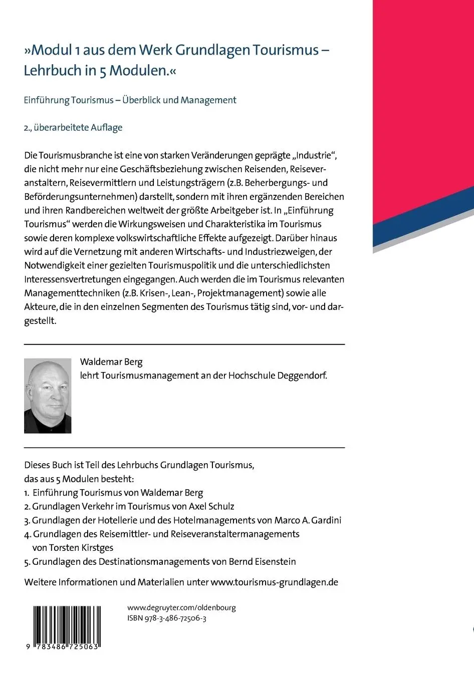 Rückseite: 9783486725063 | Einführung Tourismus | Überblick und Management | Waldemar Berg | Buch