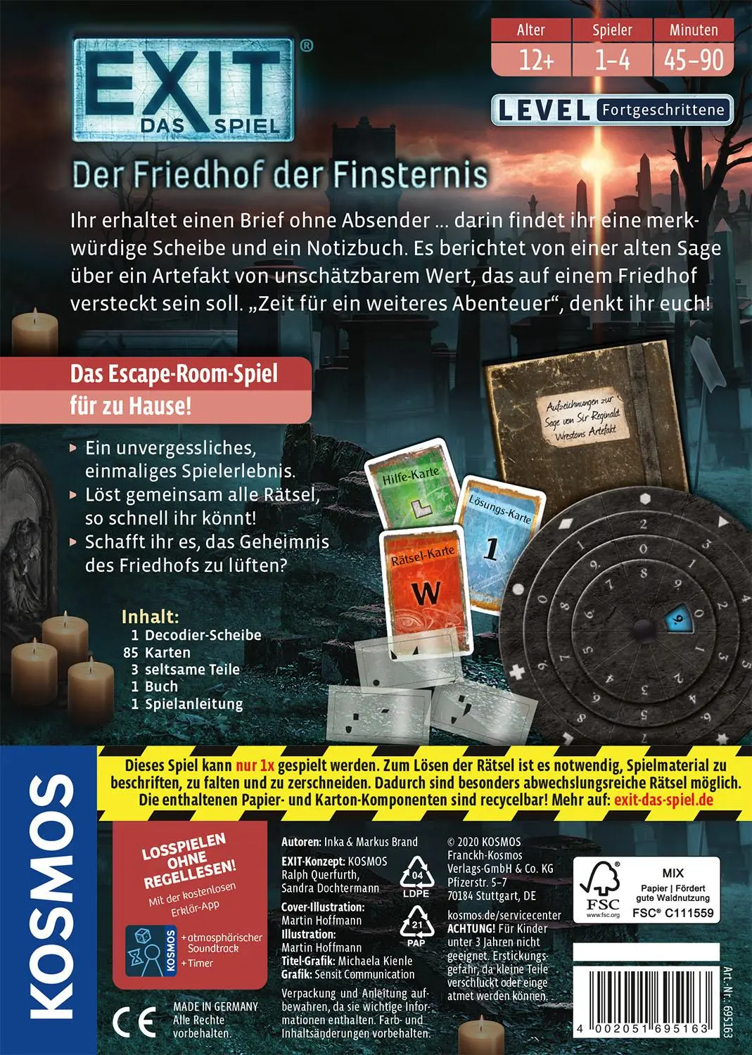 Rückseite: 4002051695163 | EXIT® - Das Spiel: Der Friedhof der Finsternis | Brand | Spiel | 2020