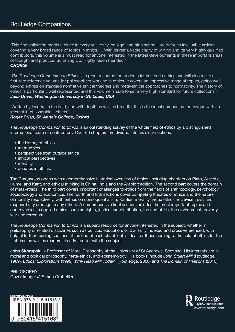 Rückseite: 9780415415163 | The Routledge Companion to Ethics | John Skorupski | Taschenbuch