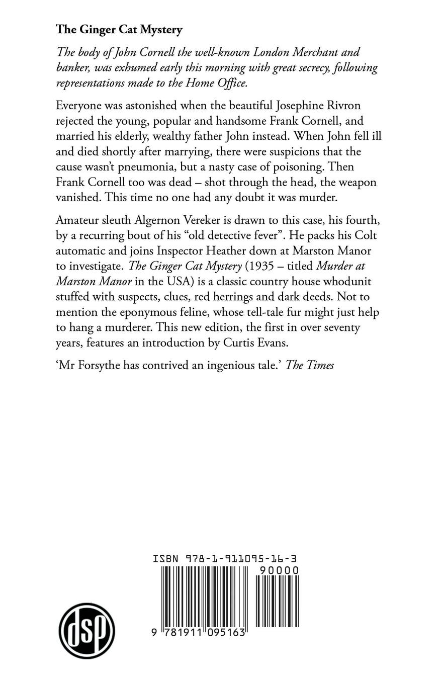 Rückseite: 9781911095163 | The Ginger Cat Mystery | An Algernon Vereker Mystery | Robin Forsythe