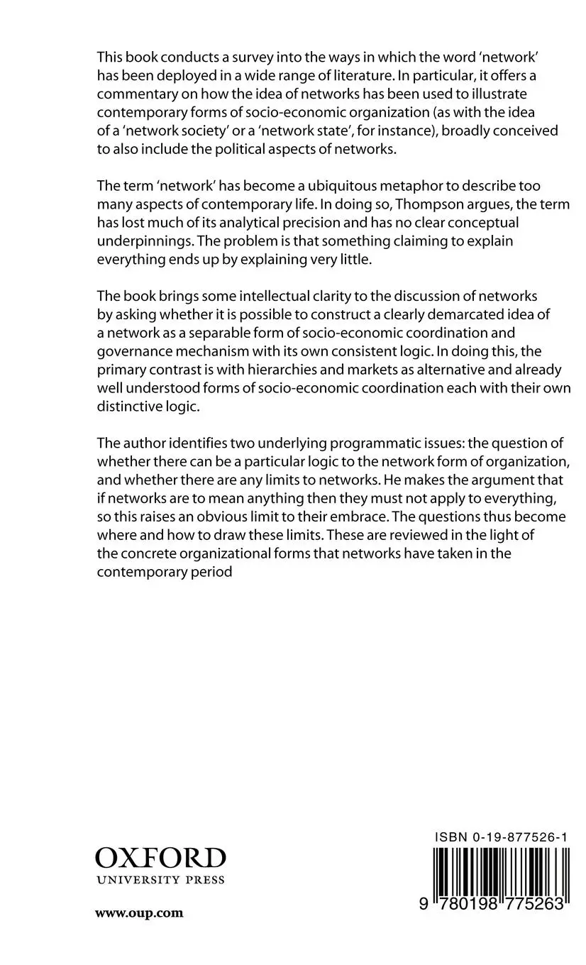Rückseite: 9780198775263 | Between Hierarchies and Markets | Grahame Thompson (u. a.) | Buch