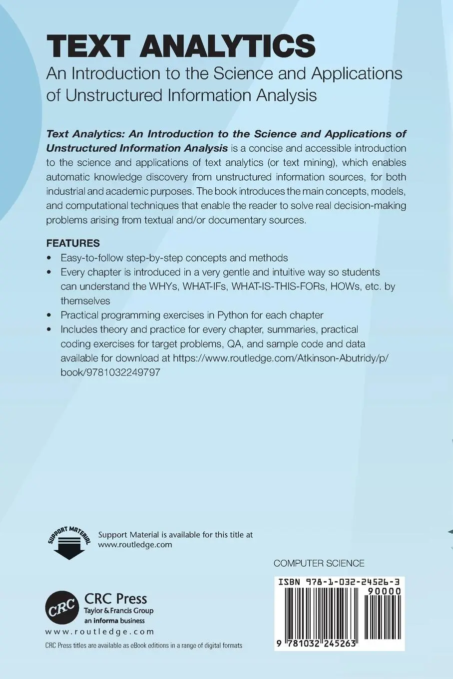 Rückseite: 9781032245263 | Text Analytics | John Atkinson-Abutridy | Taschenbuch | Englisch