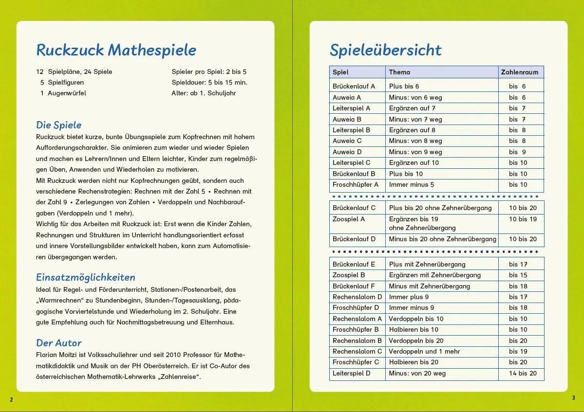 Bild: 9783039765263 | Ruckzuck Mathespiele. Spielend rechnen im Zahlenraum bis 20 | Moitzi