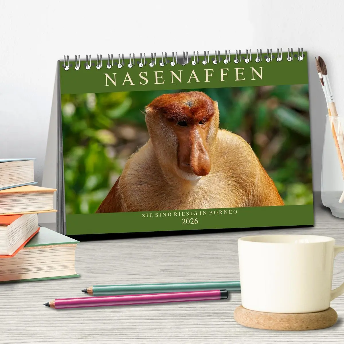Bild: 9783457785263 | Nasenaffen von Borneo (Tischkalender 2026 DIN A5 quer), CALVENDO...