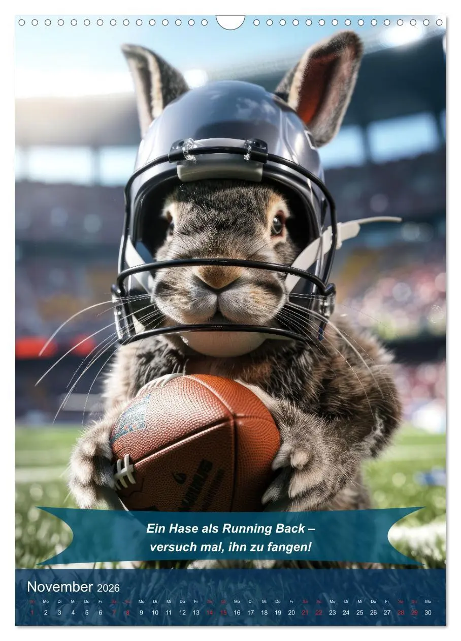 Bild: 9783516255263 | American Football mit tierischem Humor (Wandkalender 2026 DIN A3...