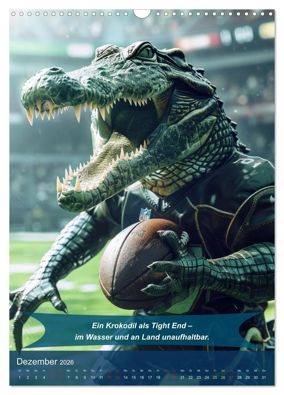 Bild: 9783516255263 | American Football mit tierischem Humor (Wandkalender 2026 DIN A3...