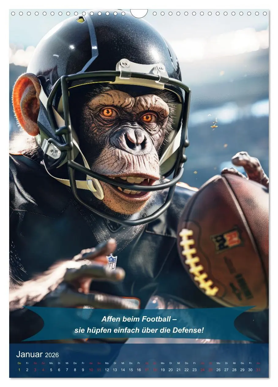 Bild: 9783516255263 | American Football mit tierischem Humor (Wandkalender 2026 DIN A3...