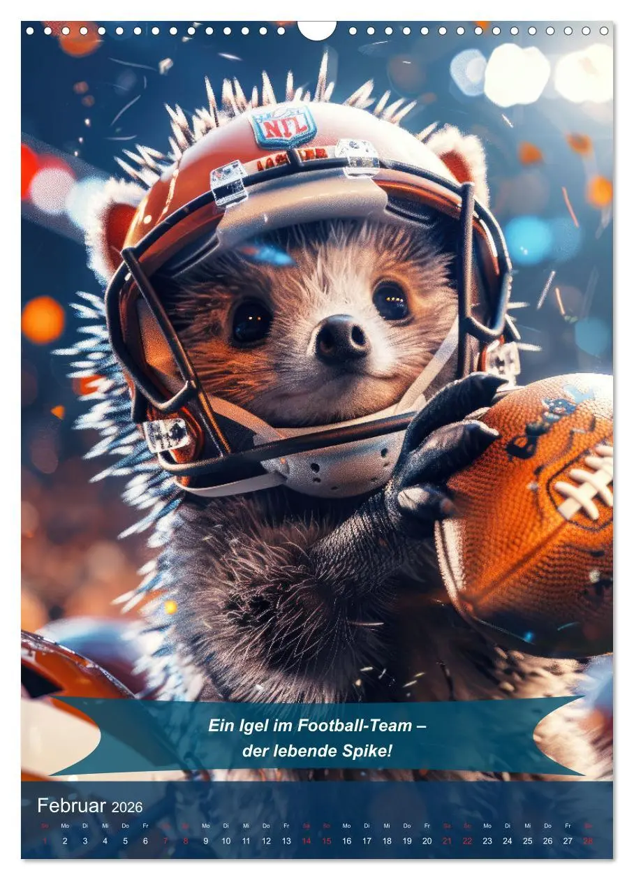 Bild: 9783516255263 | American Football mit tierischem Humor (Wandkalender 2026 DIN A3...