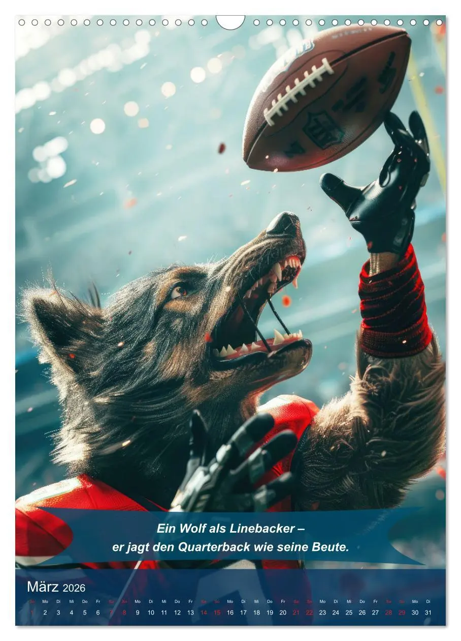 Bild: 9783516255263 | American Football mit tierischem Humor (Wandkalender 2026 DIN A3...