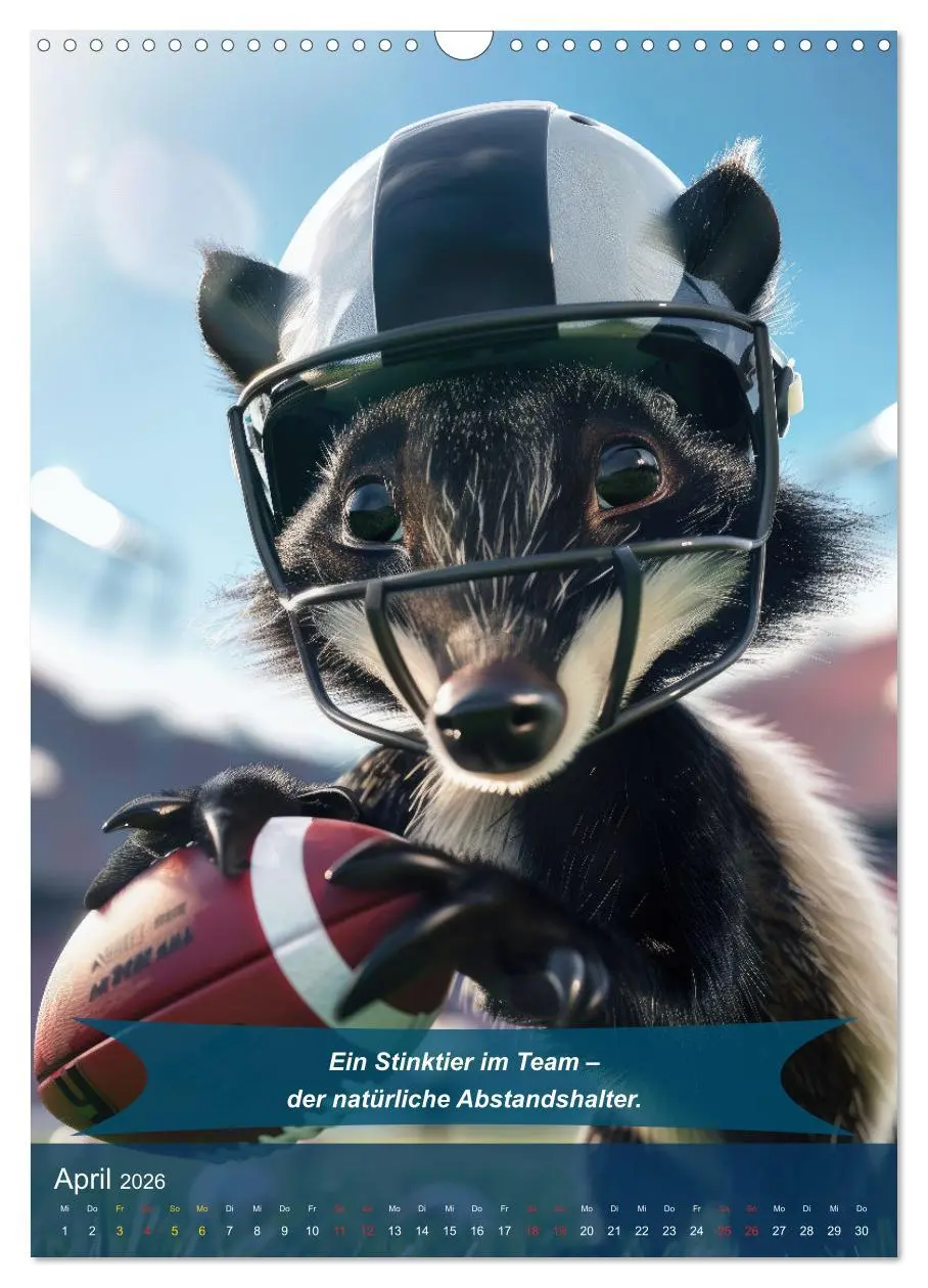 Bild: 9783516255263 | American Football mit tierischem Humor (Wandkalender 2026 DIN A3...