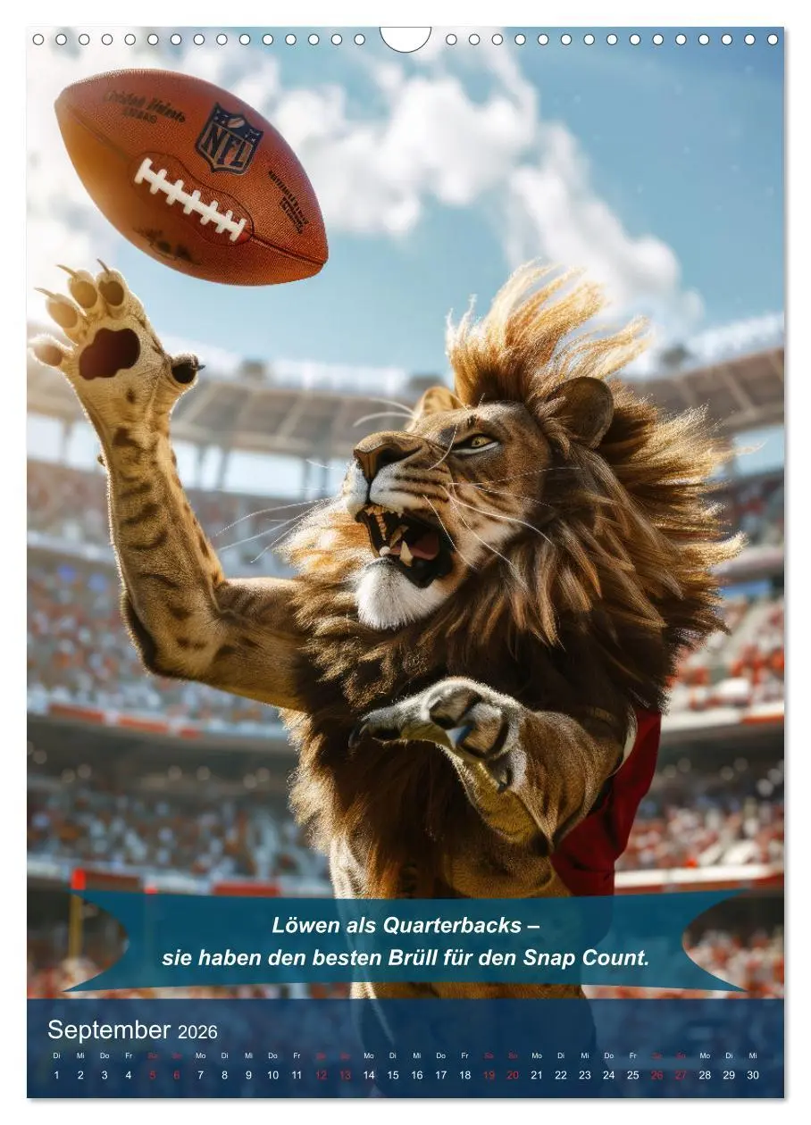 Bild: 9783516255263 | American Football mit tierischem Humor (Wandkalender 2026 DIN A3...