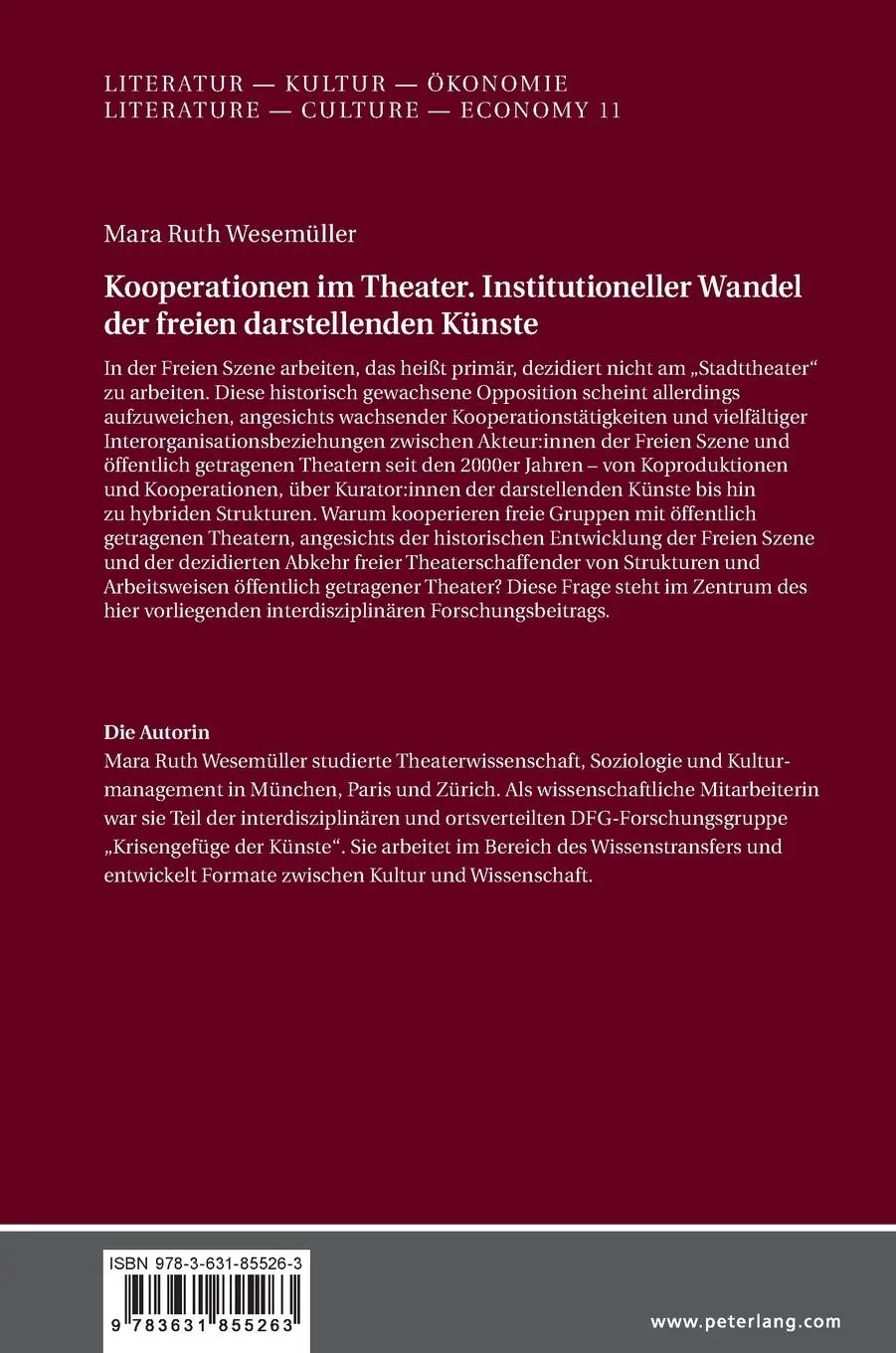 Rückseite: 9783631855263 | Kooperationen im Theater. Institutioneller Wandel der freien...