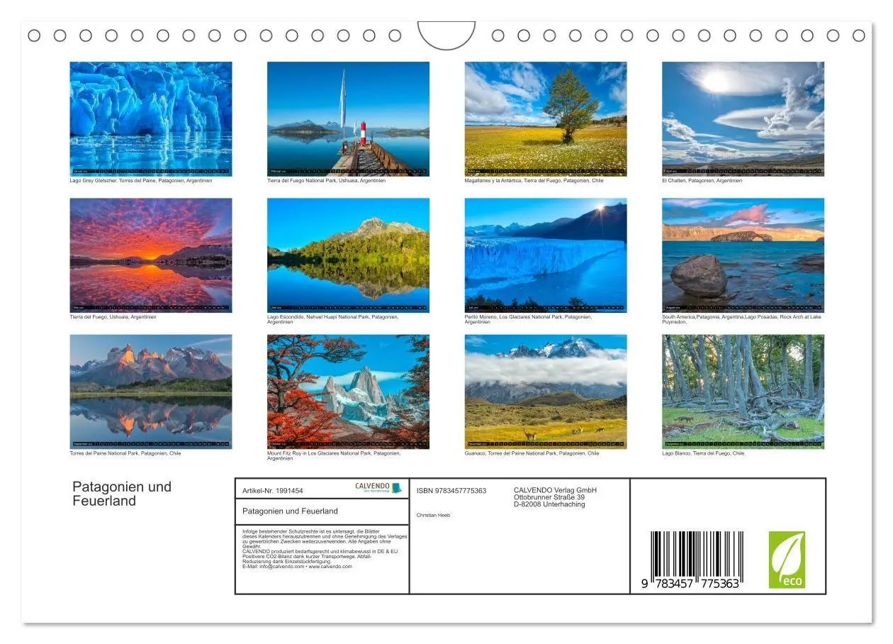 Bild: 9783457775363 | Patagonien und Feuerland (Wandkalender 2026 DIN A4 quer), CALVENDO...