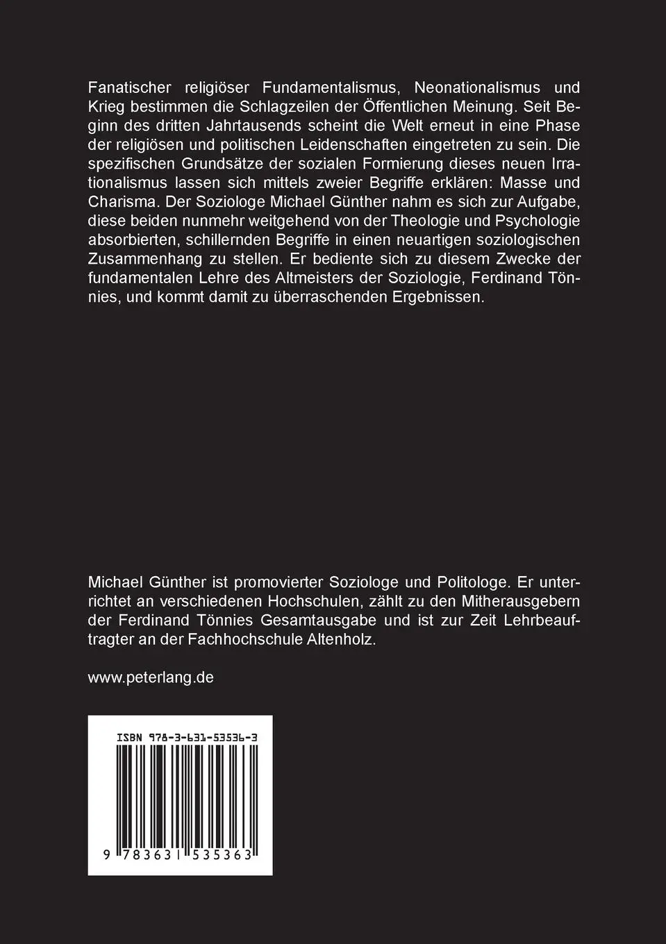 Rückseite: 9783631535363 | Masse und Charisma | Michael Günther | Taschenbuch | 512 S. | Deutsch