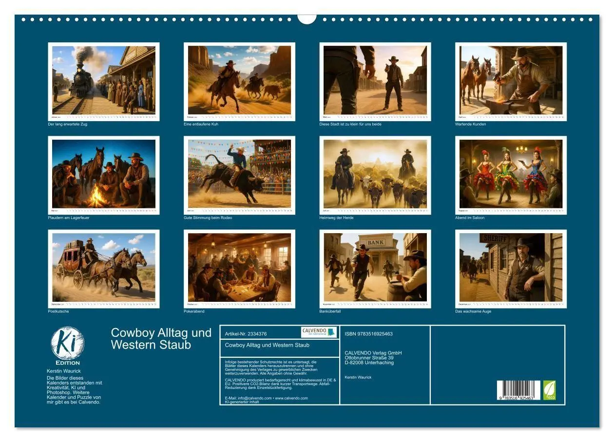 Bild: 9783516925463 | Cowboy Alltag und Western Staub (Wandkalender 2027 DIN A2 quer),...