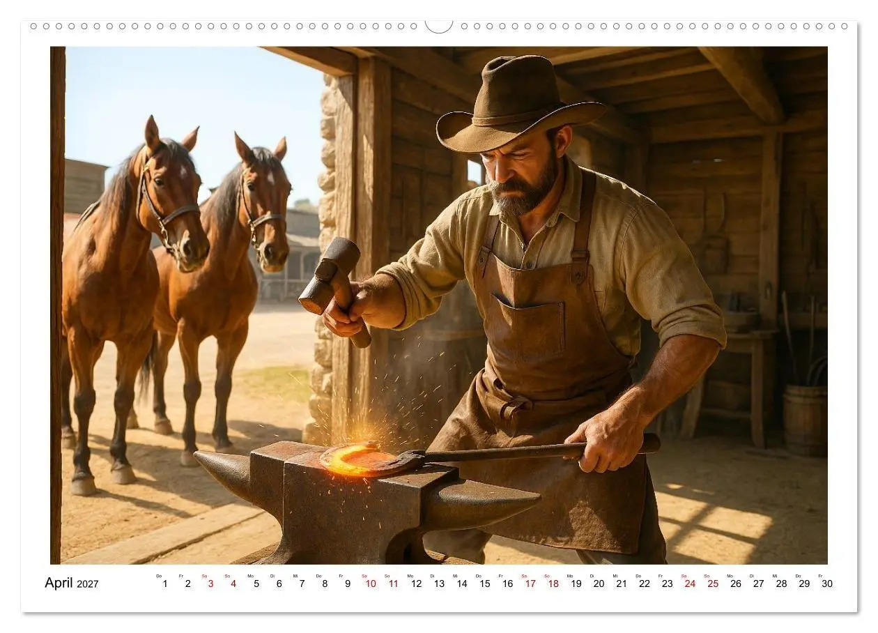 Bild: 9783516925463 | Cowboy Alltag und Western Staub (Wandkalender 2027 DIN A2 quer),...
