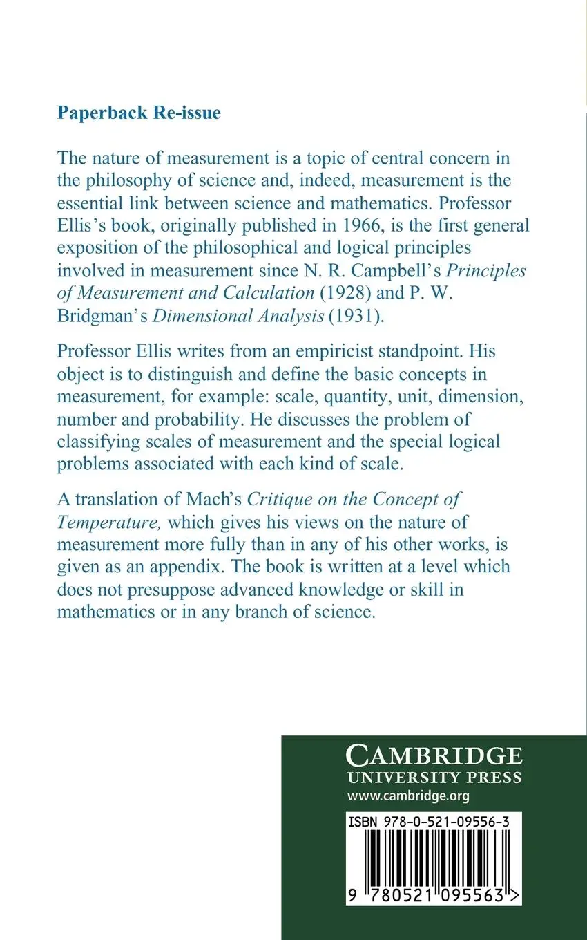 Rückseite: 9780521095563 | Basic Concepts of Measurement | Brian D. Ellis (u. a.) | Taschenbuch