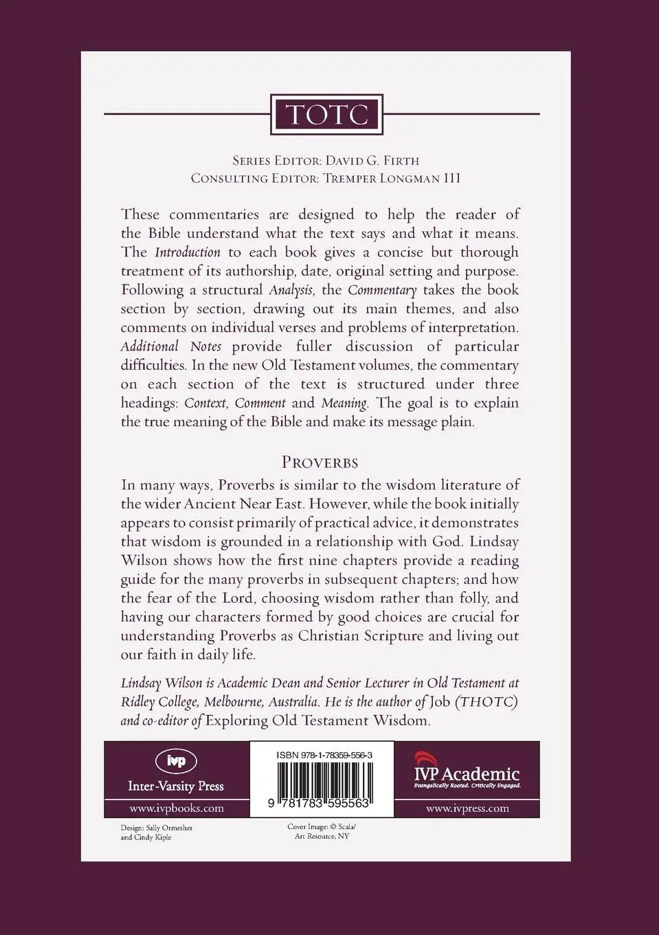 Rückseite: 9781783595563 | Proverbs | An Introduction And Commentary | Lindsay Wilson | Buch