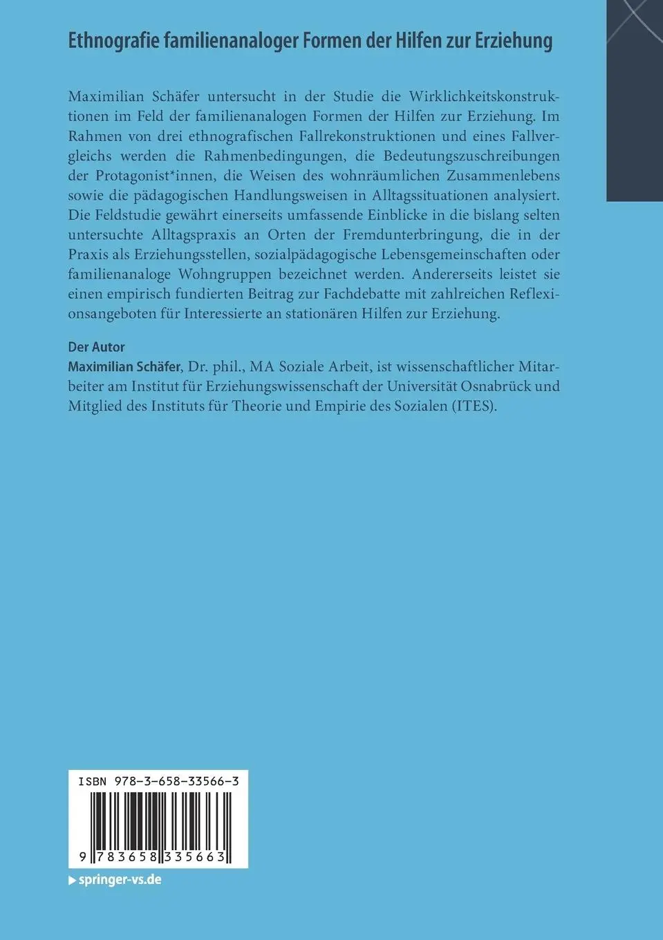 Rückseite: 9783658335663 | Ethnografie familienanaloger Formen der Hilfen zur Erziehung | Schäfer