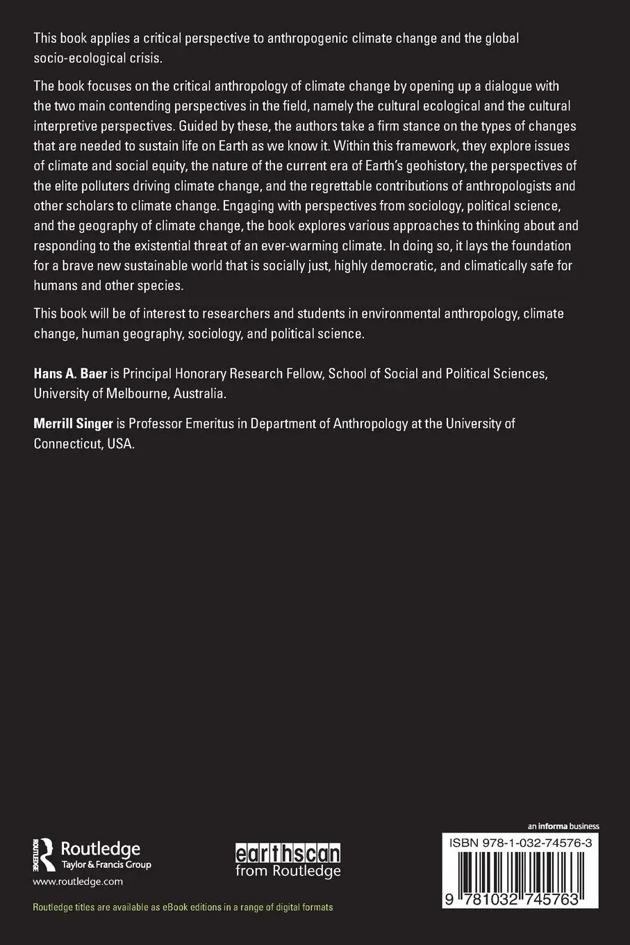 Rückseite: 9781032745763 | Building the Critical Anthropology of Climate Change | Baer (u. a.)