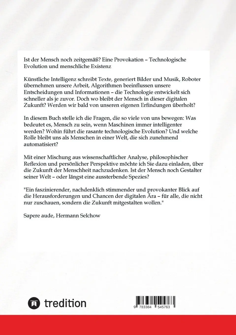 Rückseite: 9783384545763 | Ist der Mensch noch zeitgemäß? Eine Provokation | Hermann Selchow