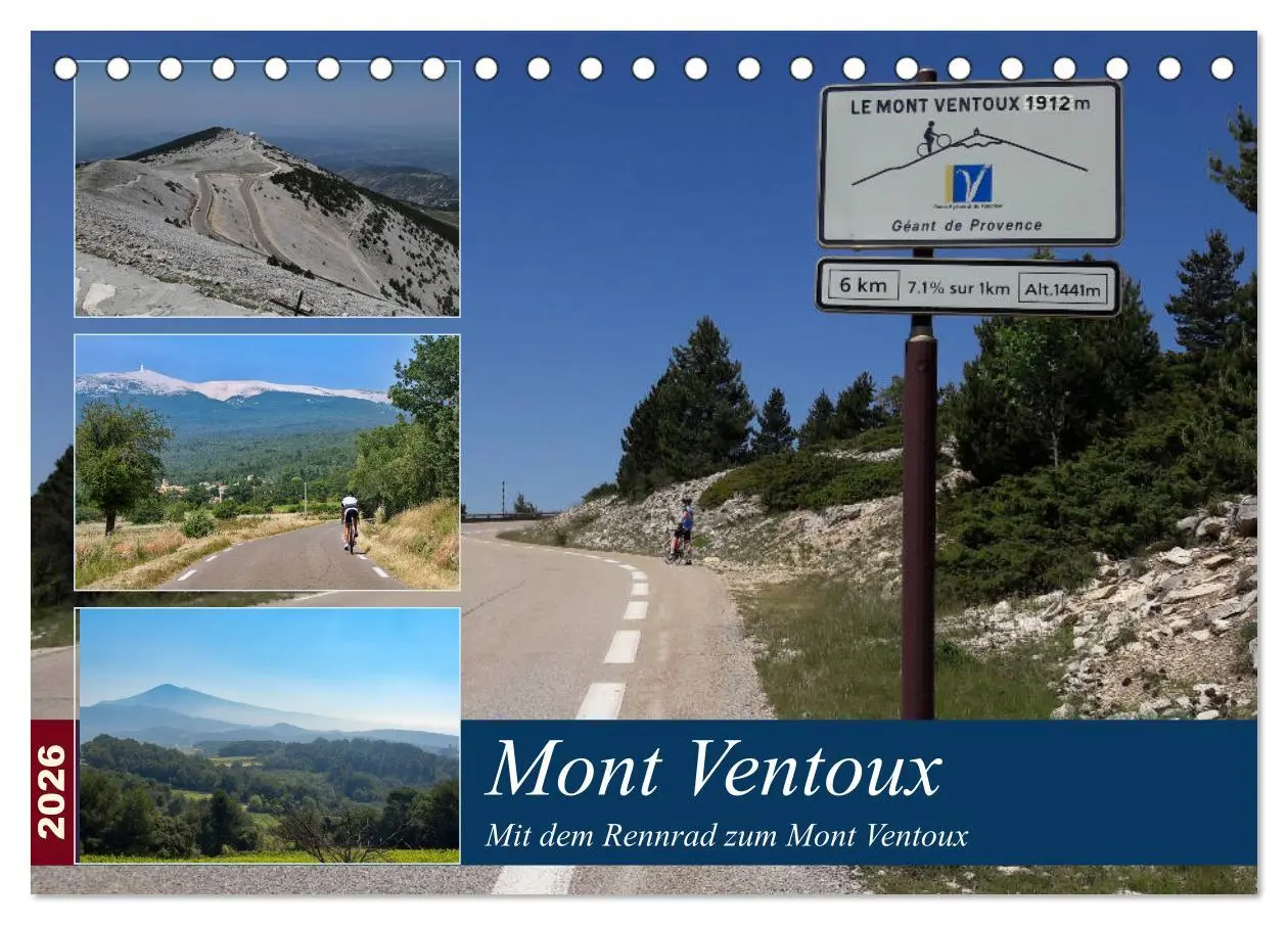 Cover: 9783457735763 | Mit dem Rennrad zum Mont Ventoux (Tischkalender 2026 DIN A5 quer),...