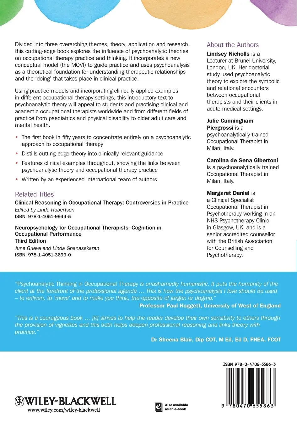 Rückseite: 9780470655863 | Psychoanalytic Thinking in Occupational Therapy | Nicholls (u. a.)