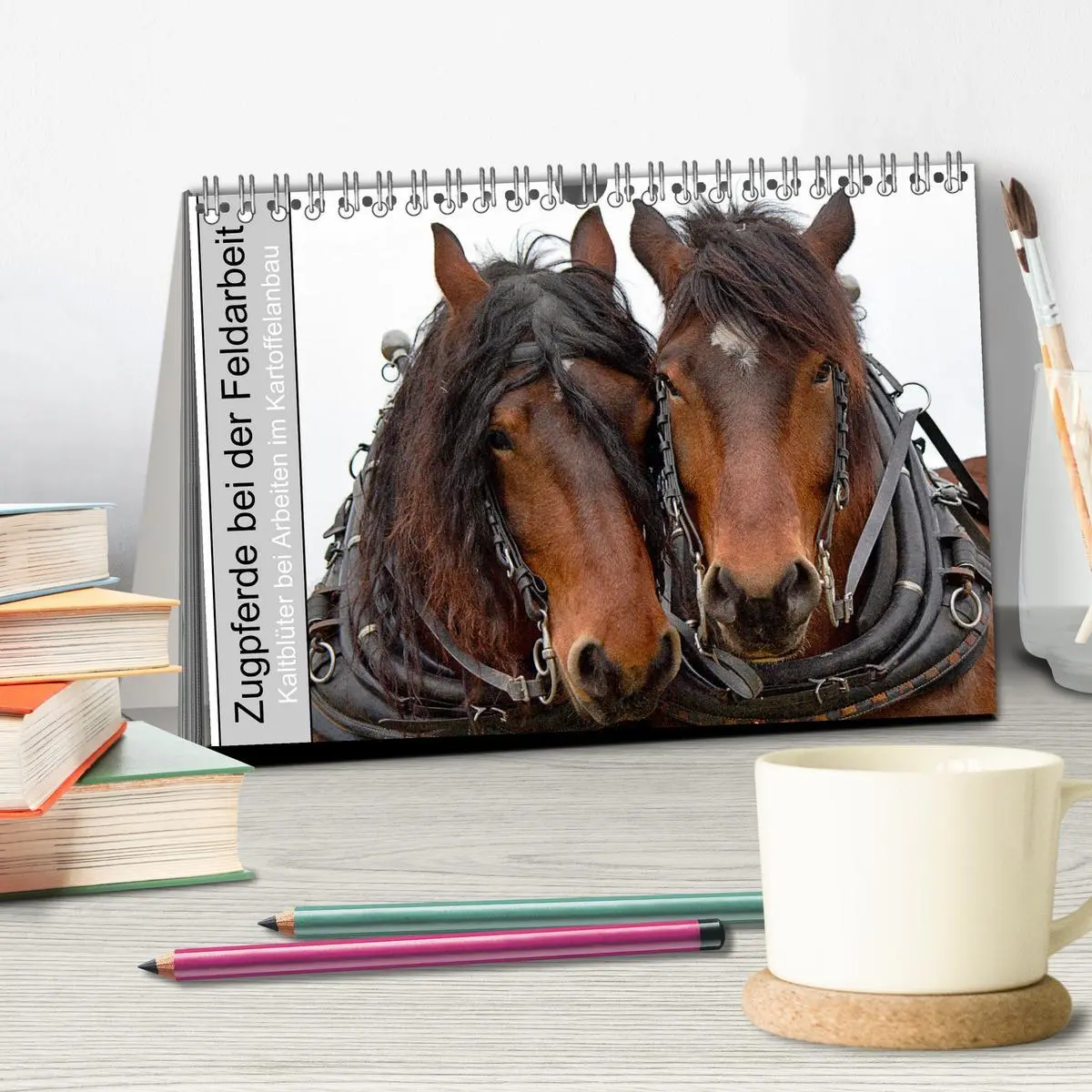 Bild: 9783457655863 | Zugpferde bei der Feldarbeit (Tischkalender 2026 DIN A5 quer),...