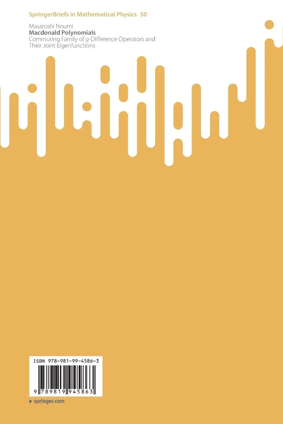 Rückseite: 9789819945863 | Macdonald Polynomials | Masatoshi Noumi | Taschenbuch | viii | 2023