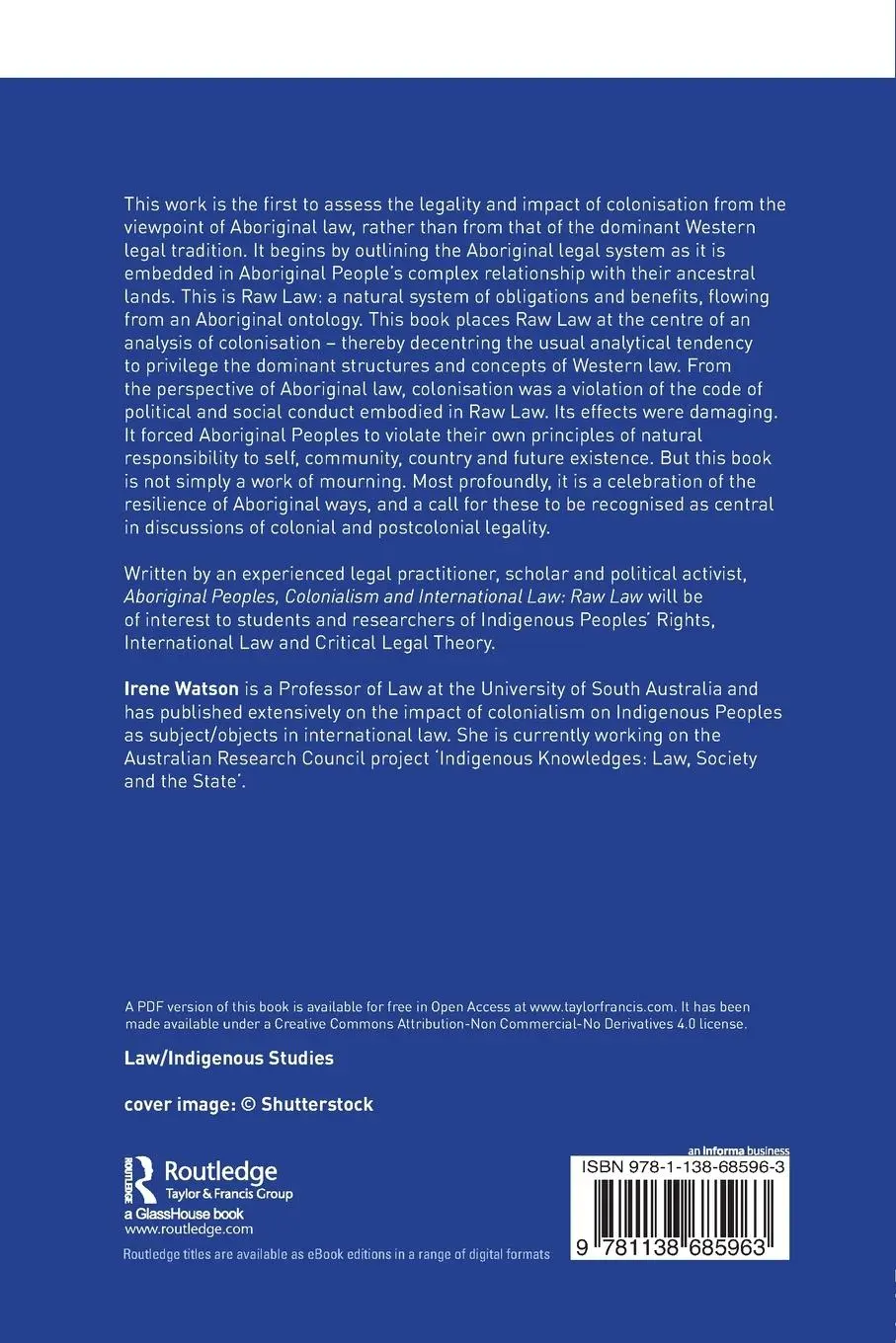 Rückseite: 9781138685963 | Aboriginal Peoples, Colonialism and International Law | Raw Law | Buch