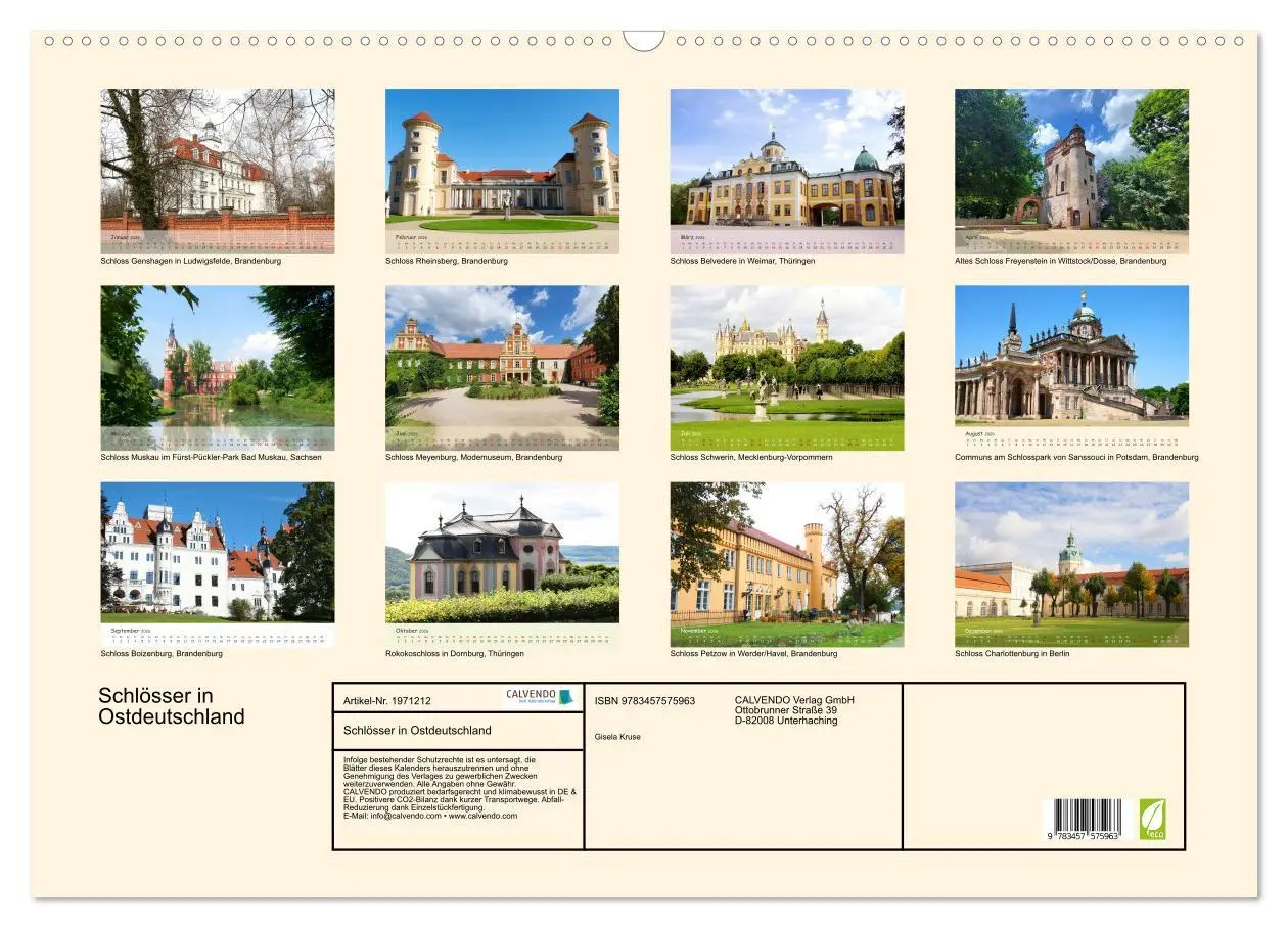Bild: 9783457575963 | Schlösser in Ostdeutschland (Wandkalender 2026 DIN A2 quer),...