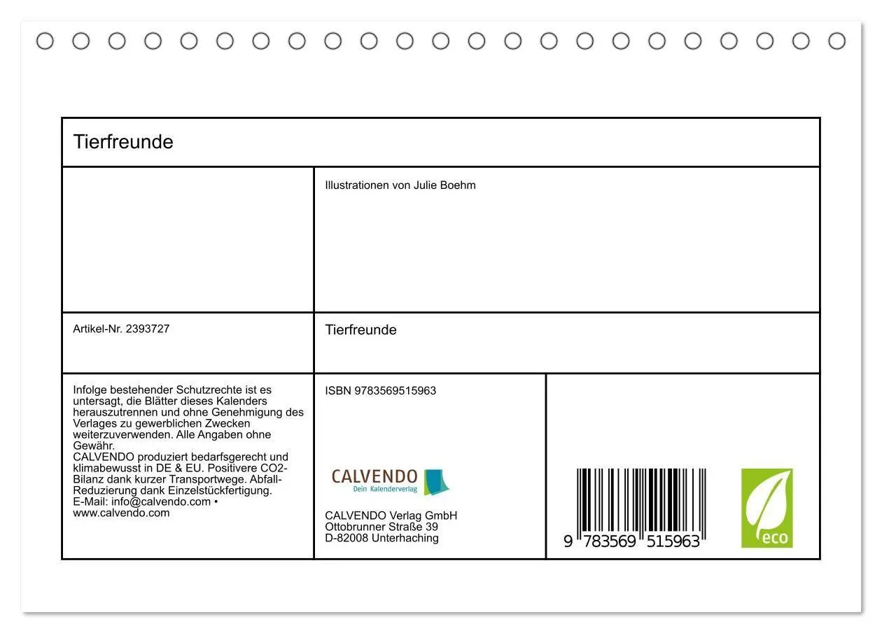 Bild: 9783569515963 | Tierfreunde (Tischkalender 2027 DIN A5 quer), CALVENDO Monatskalender