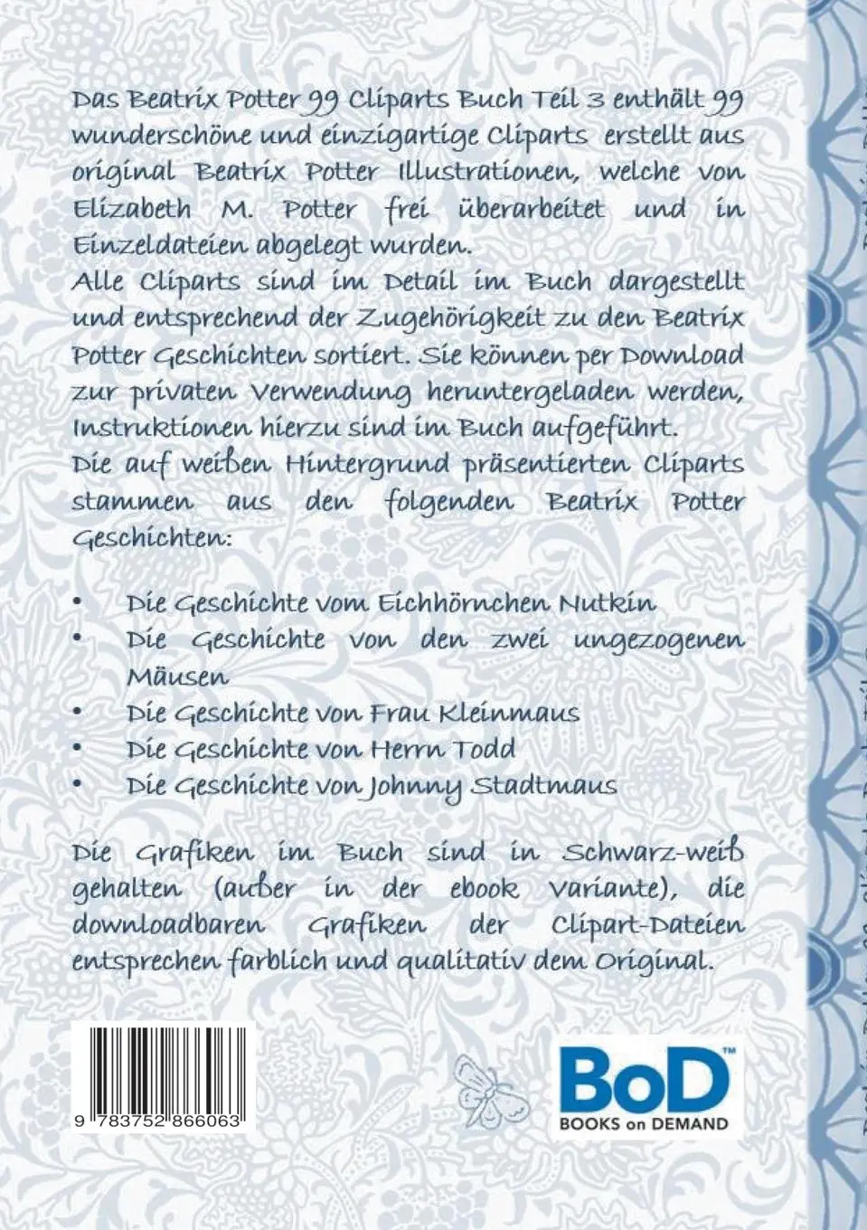 Rückseite: 9783752866063 | Beatrix Potter 99 Cliparts Buch Teil 3 ( Peter Hase ) | Potter (u. a.)
