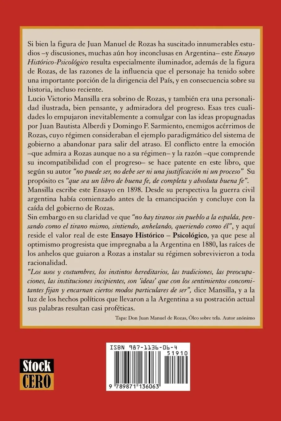 Rückseite: 9789871136063 | Rozas - Ensayo histórico-psicológico | Lucio V. Mansilla | Taschenbuch