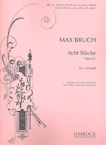 Cover: 9790221106063 | Stucke(8) 4 D Op.83 | Max Bruch | Buch + CD | EAN 9790221106063