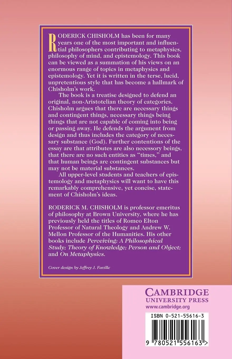 Rückseite: 9780521556163 | A Realistic Theory of Categories | An Essay on Ontology | Chisholm