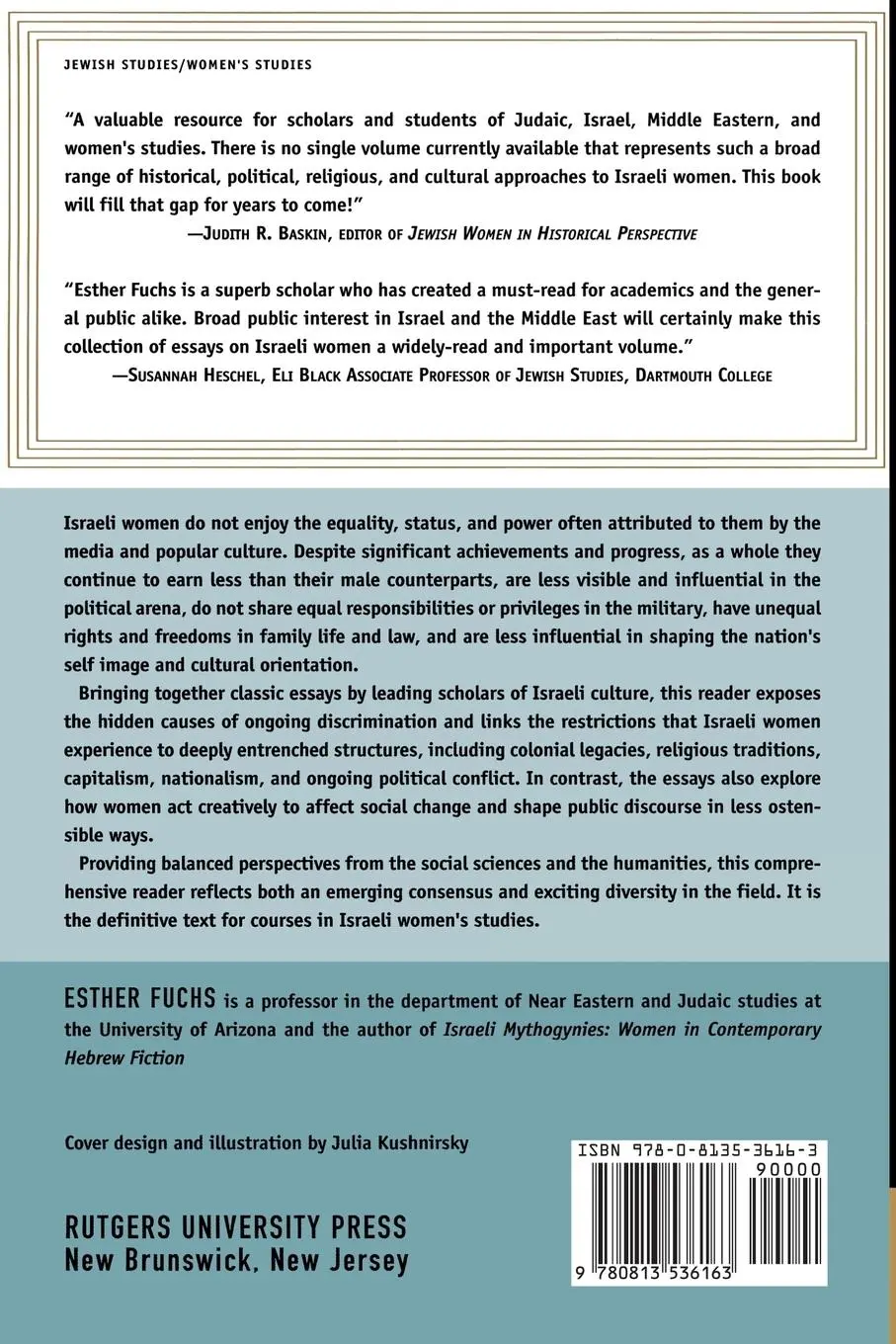 Rückseite: 9780813536163 | Israeli Women's Studies | A Reader | Esther Fuchs | Taschenbuch | 2005