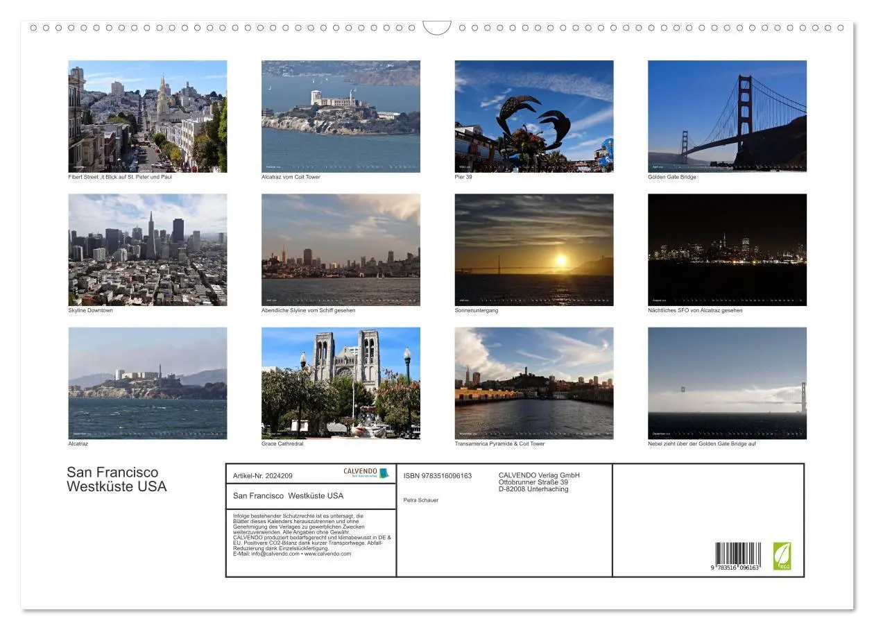 Bild: 9783516096163 | San Francisco Westküste USA (Wandkalender 2026 DIN A2 quer),...